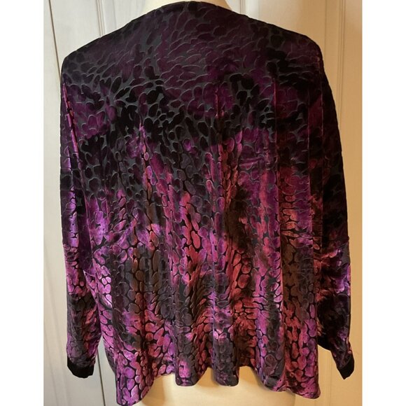 American Glamour Badgley Mischka Purple Black‎ Velvet Burnout Jacket Small M New - Picture 4 of 7